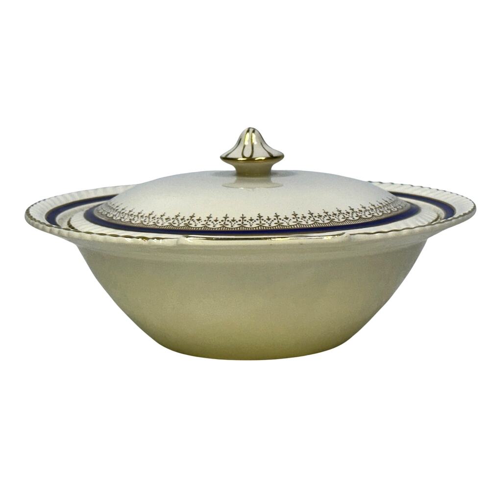 Johnson Bros Retired JB83 Windsor Ware Cobalt Blue/Gold Covered Vegetable Dish